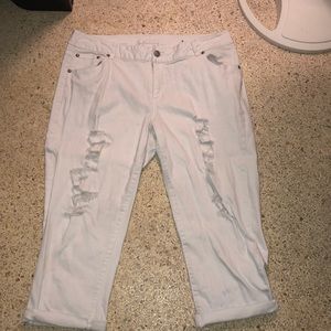 lane Bryant jeans, white with rips down the legs